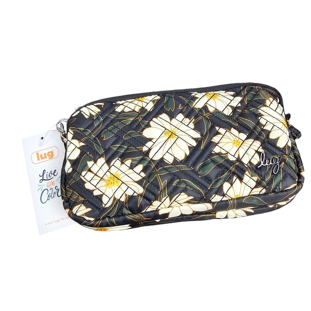 Lug Coupe XL Convertible Crossbody Belt Bag Lily Black Floral Quilted Nylon NWT